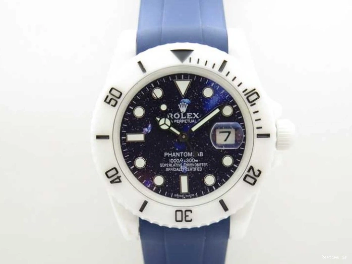 0104 Submariner 40mm White Ceramic 5GF Best Edition Dark Blue Dial on Blue Rubber Strap SA DailyWear 2486